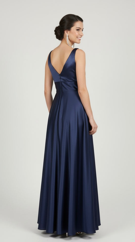 corset belt long satin gown